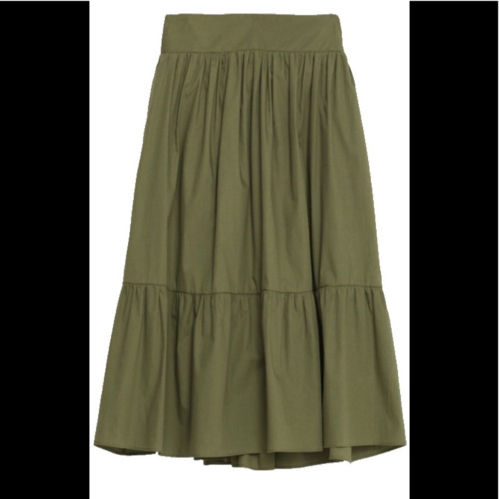 ZARA || green midi skirt